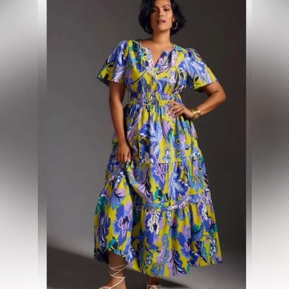 Anthropologie Somerset Maxi Dress - Purple Motif Size Medium